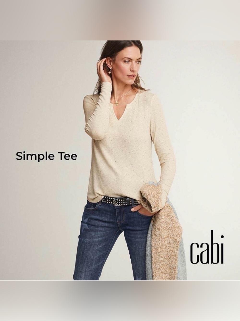 NWOT CAbi Simple Tee - Oatmeal